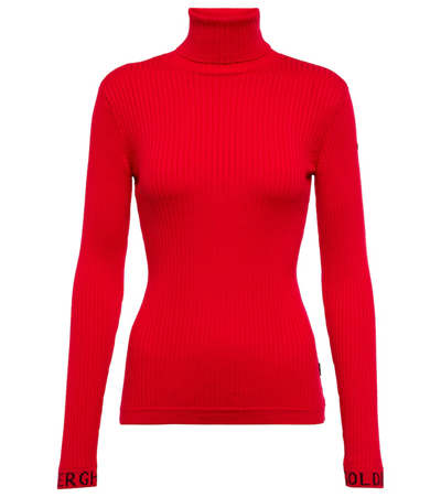 Shop Goldbergh Mira Ribbed-knit Turtleneck Sweater In Flame