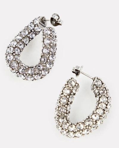 Shop Isabel Marant Funky Crystal Pavé Twisted Hoop Earrings In Clear