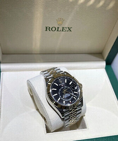 Pre-owned Rolex Sky-dweller 326933 18k Yellow Gold Ss Black Jubilee Watch B/papers Unworn