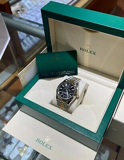 Pre-owned Rolex Sky-dweller 326933 18k Yellow Gold Ss Black Jubilee Watch B/papers Unworn