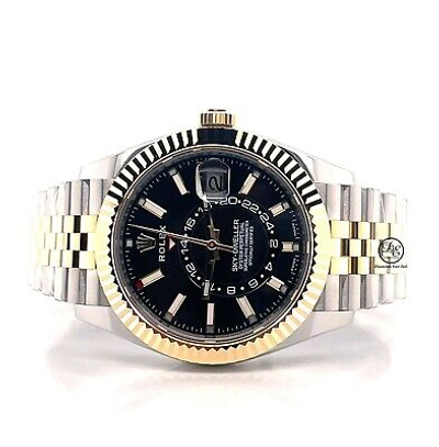 Pre-owned Rolex Sky-dweller 326933 18k Yellow Gold Ss Black Jubilee Watch B/papers Unworn