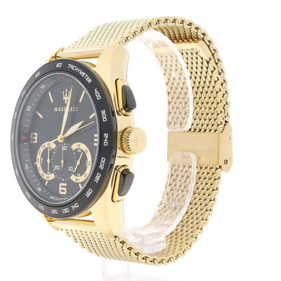 Pre-owned Maserati Traguardo R8873612010 Gold Tone Mesh Strap Men's Wrist Watch