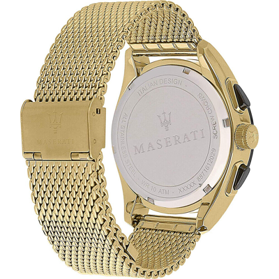 Pre-owned Maserati Traguardo R8873612010 Gold Tone Mesh Strap Men's Wrist Watch