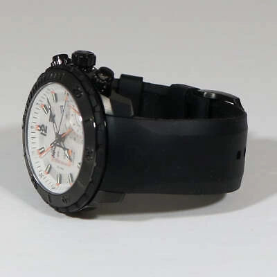Pre-owned Timex Tx Series Linear White Dial Men's Chronograph Black Titanium Watch T3c313