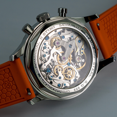Pre-owned Sugess Watch Orange Lightning Chrono V2 Racing Seagull 1963 Swan Neck Chrono