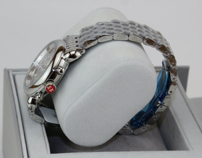 Pre-owned Michele Authentic  Csx 36 Silver Mirror Chronograph Mww03c000518 Womens Watch