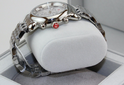 Pre-owned Michele Authentic  Csx 36 Silver Mirror Chronograph Mww03c000518 Womens Watch