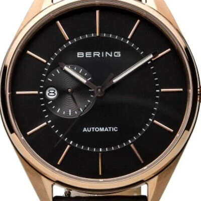 Pre-owned Bering Time Automatic Rose Gold Steel With Calfskin Strap Men's Watch. 16243-462