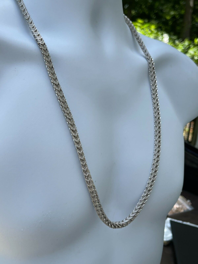 Pre-owned Silver Moissanite Mens Real 925  Men's Franco Chain Iced Necklace 18-30" Hip Hop In White/colorless