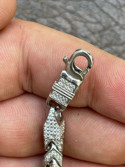Pre-owned Silver Moissanite Mens Real 925  Men's Franco Chain Iced Necklace 18-30" Hip Hop In White/colorless