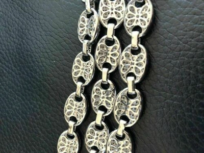 Pre-owned Harlembling Real Solid 925 Sterling Silver Men's Mariner Puffed Link Chain Cz 12mm Necklace