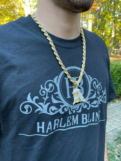 Pre-owned Harlembling Baguette Moissanite 925 Silver Gold Plated Bust Down Jesus Piece Hiphop Necklace