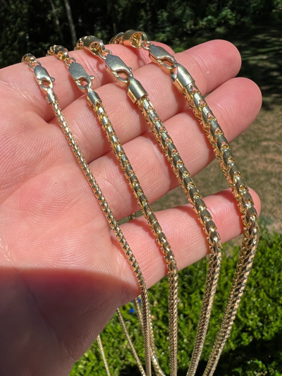 Pre-owned Harlembling Real Solid 14k Yellow Gold Franco Chain Or Bracelet 2mm - 5mm Necklace 8''-30"