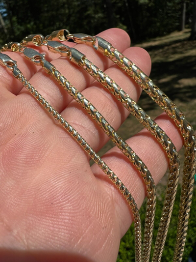 Pre-owned Harlembling Real Solid 14k Yellow Gold Franco Chain Or Bracelet 2mm - 5mm Necklace 8''-30"