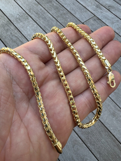 Pre-owned Harlembling Real Solid 14k Yellow Gold Franco Chain Or Bracelet 2mm - 5mm Necklace 8''-30"