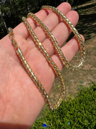 Pre-owned Harlembling Real Solid 14k Yellow Gold Franco Chain Or Bracelet 2mm - 5mm Necklace 8''-30"