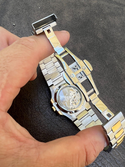Pre-owned Harlembling Real Stainless & 14k Gold Iced 2ct Moissanite Watch Blue Face Pass Diamond Test