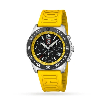 Pre-owned Luminox Xs.3145 Acific Diver Chronograph 44mm Yellow Rubber Strap Diver Watch