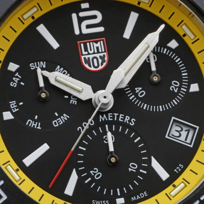 Pre-owned Luminox Xs.3145 Acific Diver Chronograph 44mm Yellow Rubber Strap Diver Watch