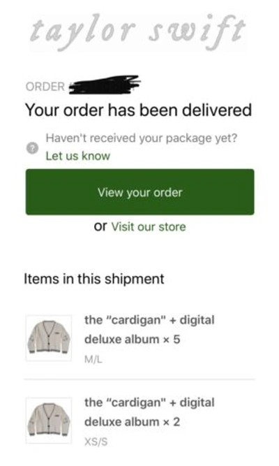 Taylor Swift Folklore Authentic OFFICIAL The Cardigan - BRAND NEW!! XS/S
