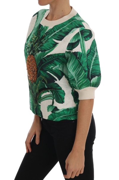 Pre-owned Dolce & Gabbana Sweater Pineapple Banana Sequins Crewneck It38 /us4/ S Rrp $3000 In Green