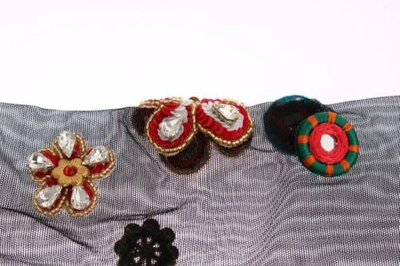 Pre-owned Dolce & Gabbana Dolce&gabbana Women Black Socks Nylon Carretto Crystal Floral Stockings Size S