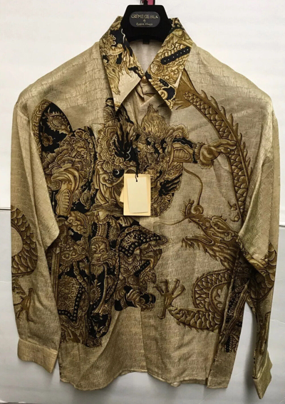 Pre-owned Cds Creme De Silk Couture Egdon Heath Men's 100%silk Shirt Size S Dragon Face In Multicolor | ModeSens