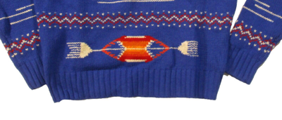 Pre-owned Polo Ralph Lauren Men's Blue Southwestern Sportsman Wool Pullover Sweater $498