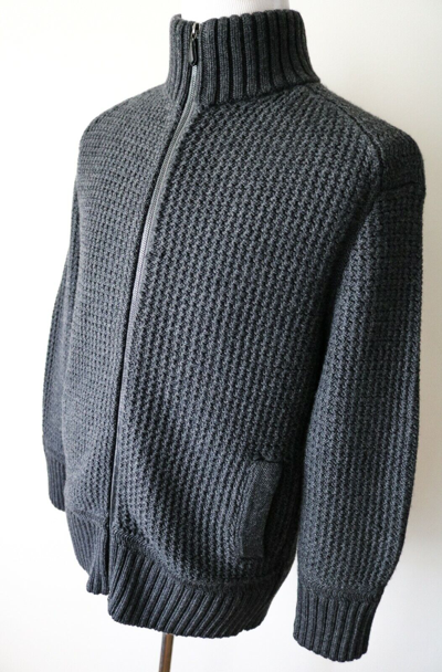 Pre-owned Tom Ford Gray Thick Merino Wool Full Zip Bomber Cardigan Jacket 52 Euro Large