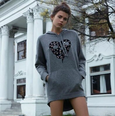 Pre-owned Skull Cashmere Boa Wool Cashmere Hoodie Sweater Dress, Grey Size Xs,s,m $391 In Mid Heather Grey