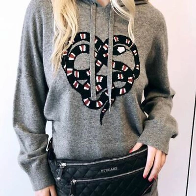 Pre-owned Skull Cashmere Boa Wool Cashmere Hoodie Sweater Dress, Grey Size Xs,s,m $391 In Mid Heather Grey