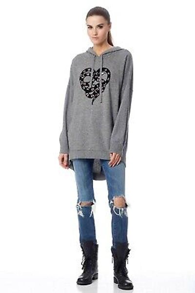 Pre-owned Skull Cashmere Boa Wool Cashmere Hoodie Sweater Dress, Grey Size Xs,s,m $391 In Mid Heather Grey