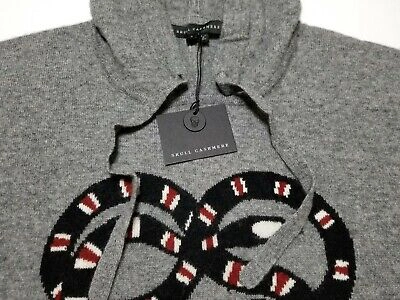 Pre-owned Skull Cashmere Boa Wool Cashmere Hoodie Sweater Dress, Grey Size Xs,s,m $391 In Mid Heather Grey