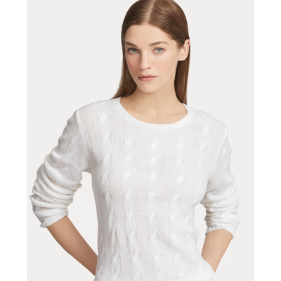 Pre-owned Ralph Lauren Purple Label Collection Cable Knit Cashmere Sweater $690 In White