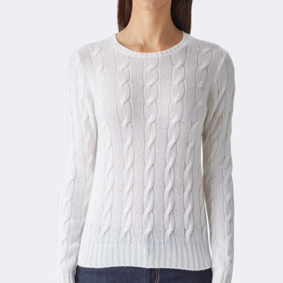 Pre-owned Ralph Lauren Purple Label Collection Cable Knit Cashmere Sweater $690 In White