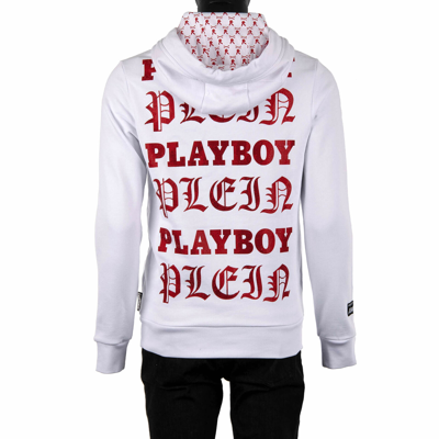 Pre-owned Philipp Plein X Playboy Victoria Silvstedt Crystals Sweatshirt Hoody White 08360