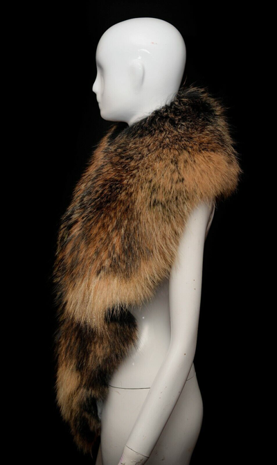 Pre-owned Handmade Massive Essential Finn Raccoon  Men's Wrap Collar Scarf Stole Boa In Gold