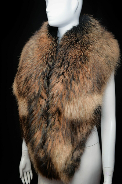 Pre-owned Handmade Massive Essential Finn Raccoon  Men's Wrap Collar Scarf Stole Boa In Gold