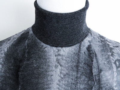 Pre-owned Brioni $6775  Karakul Persian Lamb Astrakhan Fur Turtleneck Sweater Size 50 Euro In Gray