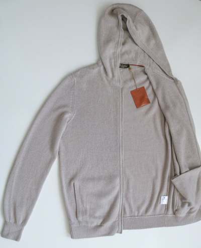 Pre-owned Loro Piana $2685  Silver Gray Baby Cashmere Bomber Jacket Hoodie 56 Euro 2xl