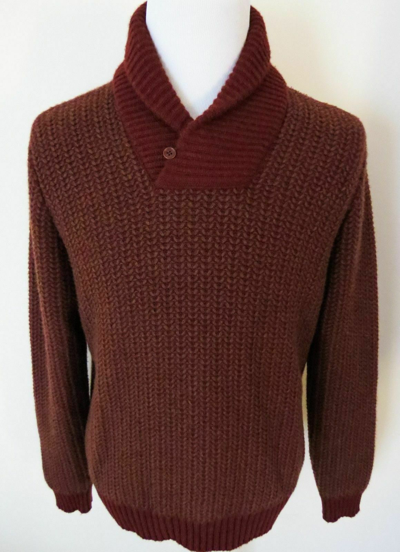 Pre-owned Loro Piana $2395  Rust Shawl Collar Thick 100% Baby Cashmere Sweater 52 Eu Large