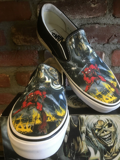 Pre-owned Vans Classic Slip On (iron Maiden 30th) Number Beast Vn-0qfdim3 Multi Sizes $200 In Black