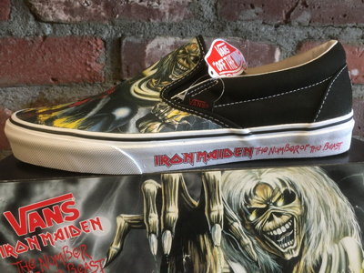 Pre-owned Vans Classic Slip On (iron Maiden 30th) Number Beast Vn-0qfdim3 Multi Sizes $200 In Black