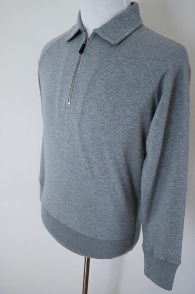 Pre-owned Tom Ford $1190  Gray 1/2 Zip Cashmere Cotton Sweatshirt Sweater 52 Euro Large