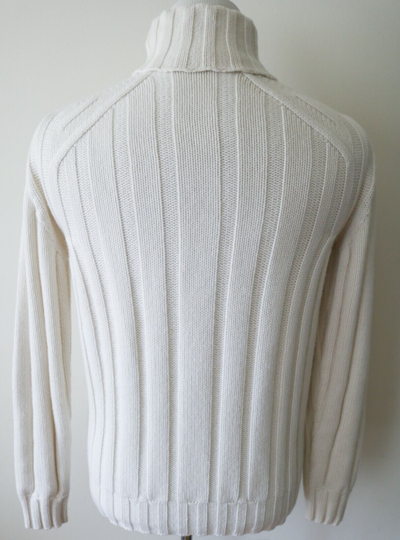 Pre-owned Stefano Ricci $2695  Dolcevita Ivory Thick 100% Cashmere Turtleneck Sweater 52 Eu In White
