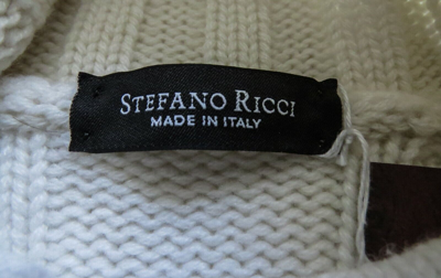 Pre-owned Stefano Ricci $2695  Dolcevita Ivory Thick 100% Cashmere Turtleneck Sweater 52 Eu In White