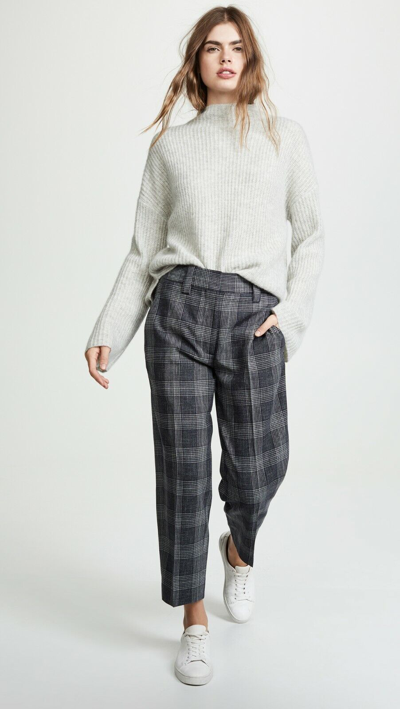 Pre-owned 360cashmere 360 Cashmere Doris Mock Neck Cashmere Sweater, Mist Grey Size Xs,s,m,l $449