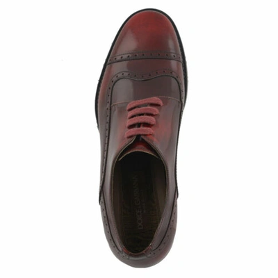 Pre-owned Dolce & Gabbana Men's Burgundy Wing Tip Leather Oxfords Shoes Sz 6 7 8 8.5 9 9.5 In Red