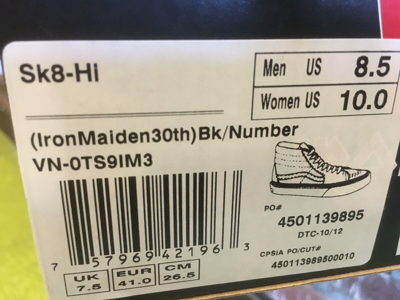 Pre-owned Vans Sk8-hi (iron Maiden 30th) Number Of The Beast Vn-0ts9im3 Multi Sizes $300 In Black
