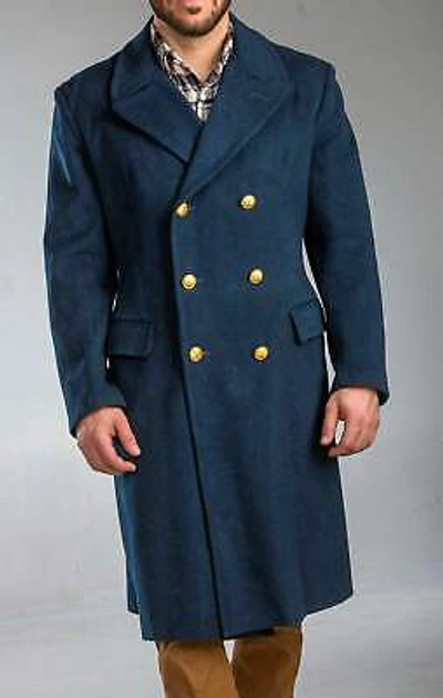 Pre-owned Aeronautica Militare 1980's Authentic Military Style Vintage Italian Air Force Overcoat In Blue